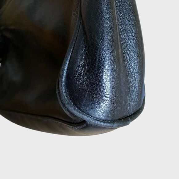 Tignanello Black Leather Crossbody Shoulder Bag Tassel Charm Pockets Adjustable - Picture 14 of 16